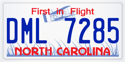 NC license plate DML7285