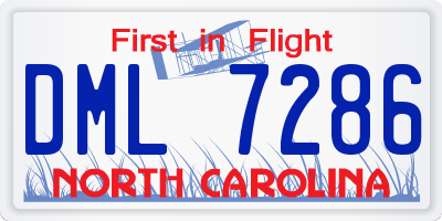NC license plate DML7286