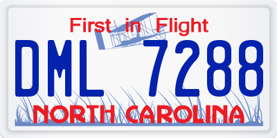 NC license plate DML7288