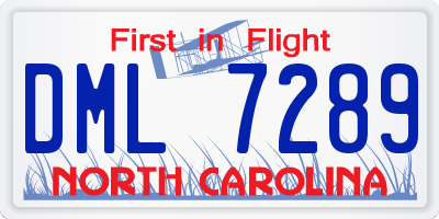 NC license plate DML7289