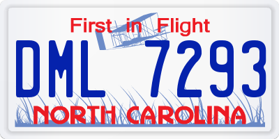 NC license plate DML7293