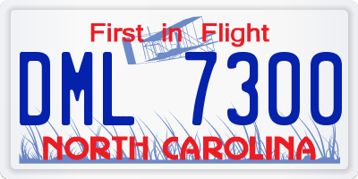 NC license plate DML7300