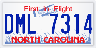 NC license plate DML7314