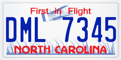 NC license plate DML7345