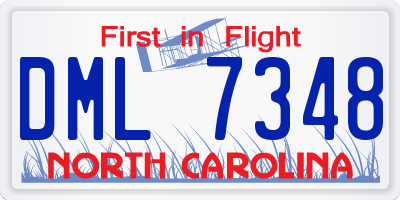 NC license plate DML7348
