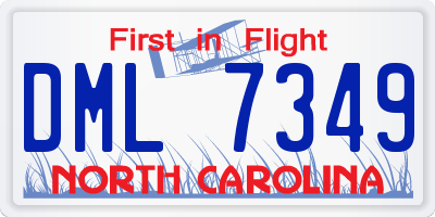 NC license plate DML7349