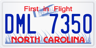 NC license plate DML7350