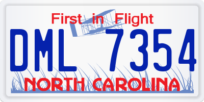 NC license plate DML7354
