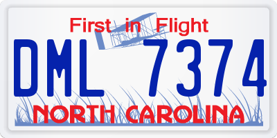 NC license plate DML7374