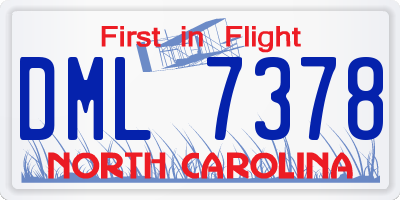 NC license plate DML7378