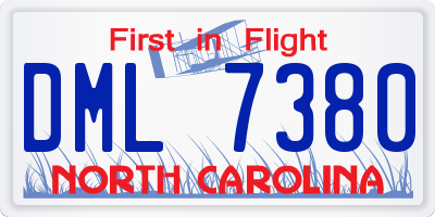 NC license plate DML7380