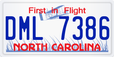 NC license plate DML7386