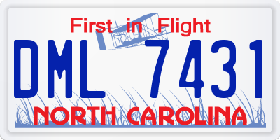 NC license plate DML7431