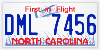 NC license plate DML7456
