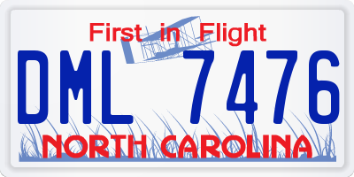 NC license plate DML7476
