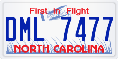 NC license plate DML7477