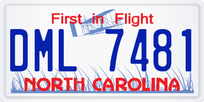 NC license plate DML7481