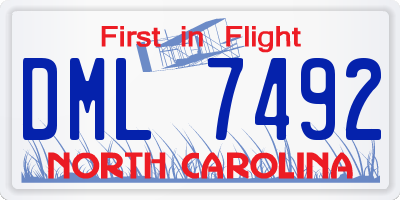 NC license plate DML7492