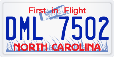 NC license plate DML7502