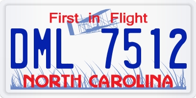 NC license plate DML7512