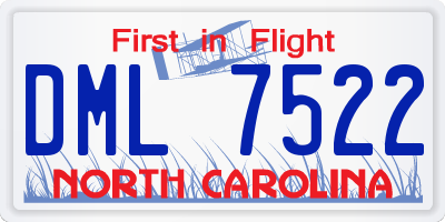 NC license plate DML7522