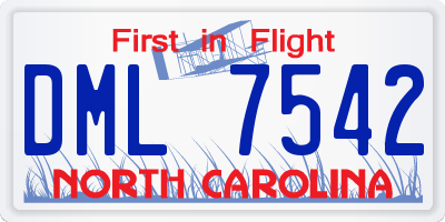 NC license plate DML7542
