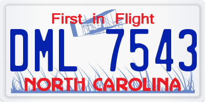 NC license plate DML7543