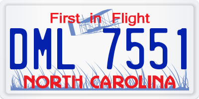 NC license plate DML7551