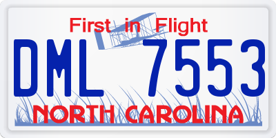 NC license plate DML7553