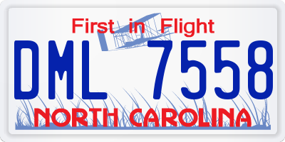 NC license plate DML7558