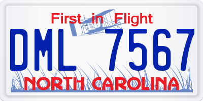 NC license plate DML7567