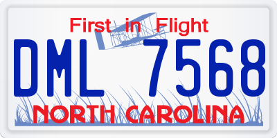 NC license plate DML7568