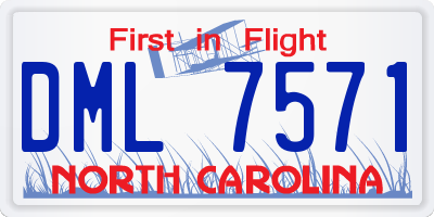 NC license plate DML7571