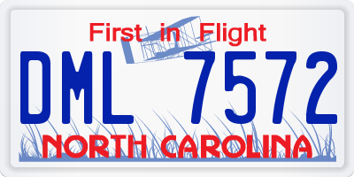 NC license plate DML7572