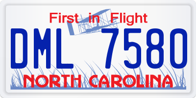 NC license plate DML7580