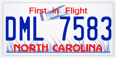 NC license plate DML7583