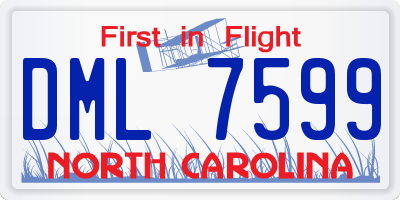 NC license plate DML7599