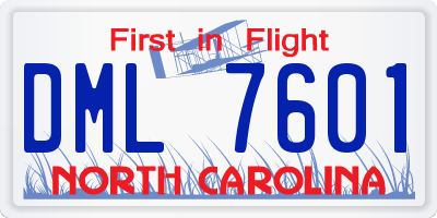 NC license plate DML7601