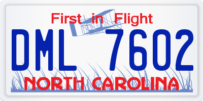 NC license plate DML7602