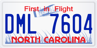 NC license plate DML7604