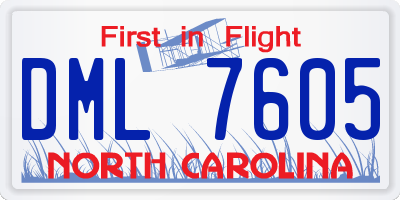 NC license plate DML7605