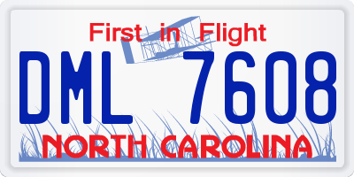 NC license plate DML7608