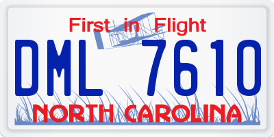 NC license plate DML7610