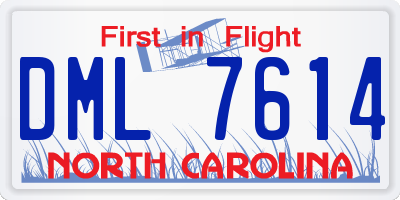 NC license plate DML7614
