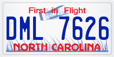 NC license plate DML7626