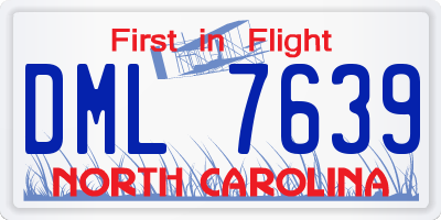 NC license plate DML7639