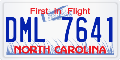 NC license plate DML7641