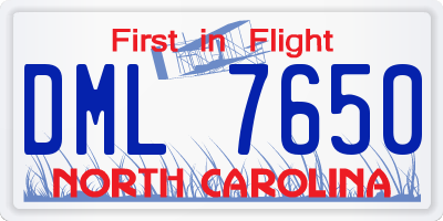 NC license plate DML7650