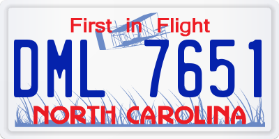 NC license plate DML7651