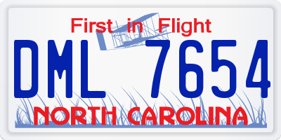 NC license plate DML7654